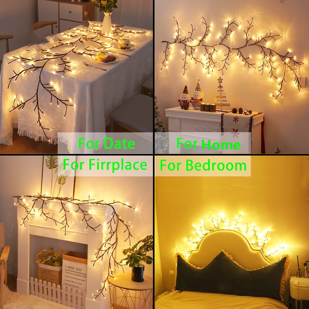 WillowLicht - 1 Piece 72/96 LED Flexible Willow Branch Lighting with 8 Light Modes