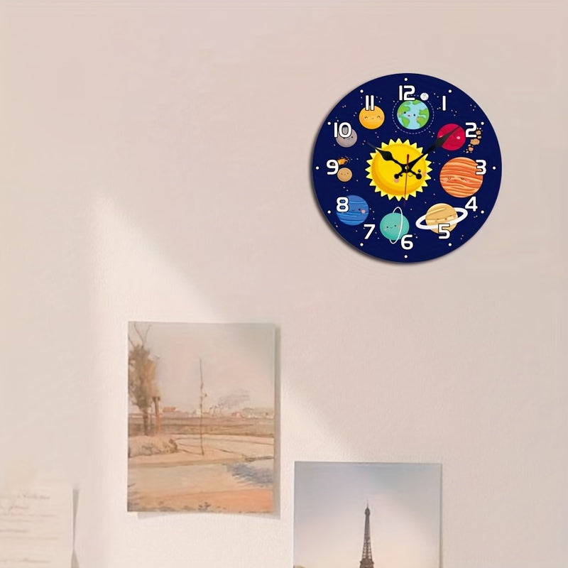 CosmicTime - Silent Solar System Wall Clock, Round Decorative Timer