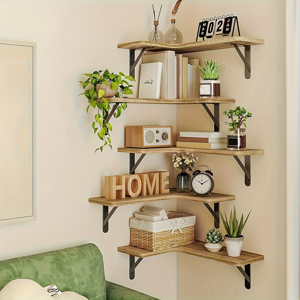 CornerShelf - Floating Corner Shelf Set of 3/5 - Wooden Storage for Rooms