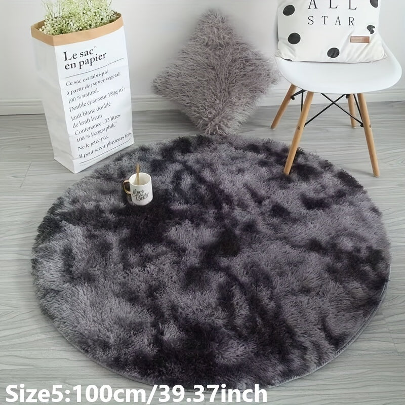 1pc Tappeto Rotondo in Peluche Tie-dye - Morbido e Caldo Tappeto Decorativo per Soggiorno, Camera da Letto e Yoga
