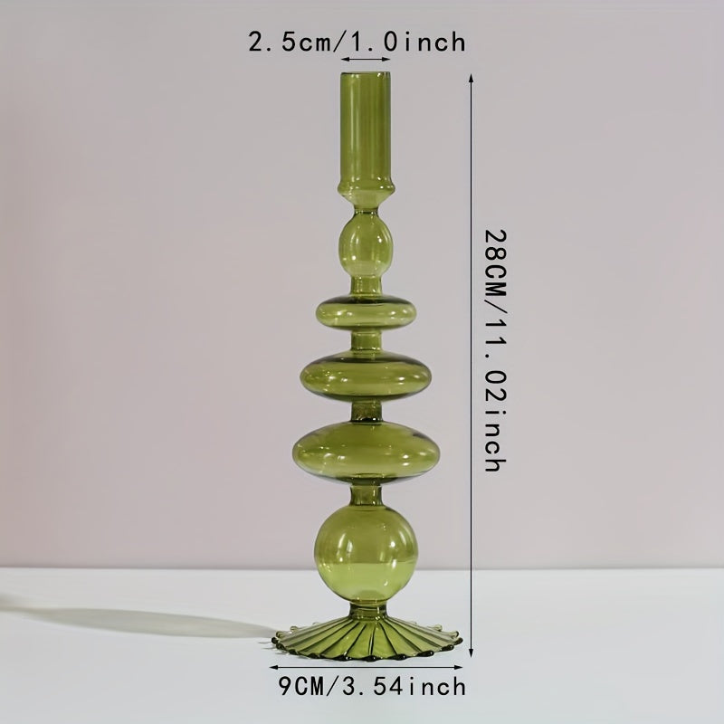 1pc Set di Candelieri in Vetro Creativi e Minimalisti - Vaso in Vetro Laccato per Decorazione da Tavolo per Soggiorno, Tavola da Pranzo e Cena Romantica