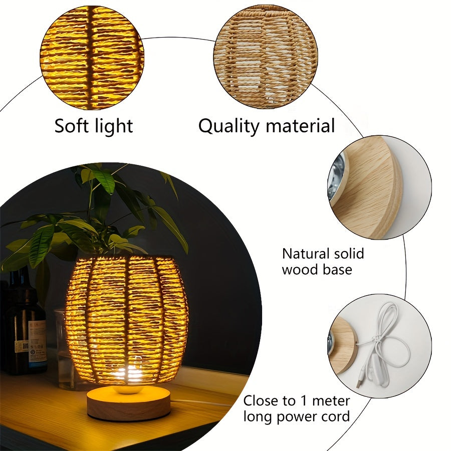 EcoLoom - Handmade Wooden Table Lamp with Warm LED Glow