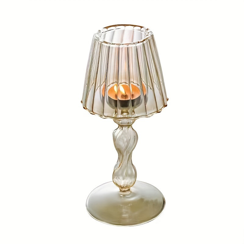 CrystalGlow - Lampada da tavolo decorativa in vetro e portacandele