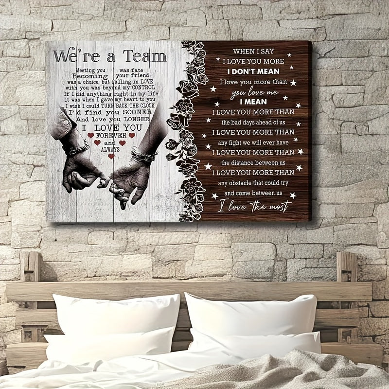 Tela personalizzata per coppie con cornice in legno, regalo per coppie "Ti amo", incontrarti è stato destino, regalo per anniversario o compleanno per la persona amata