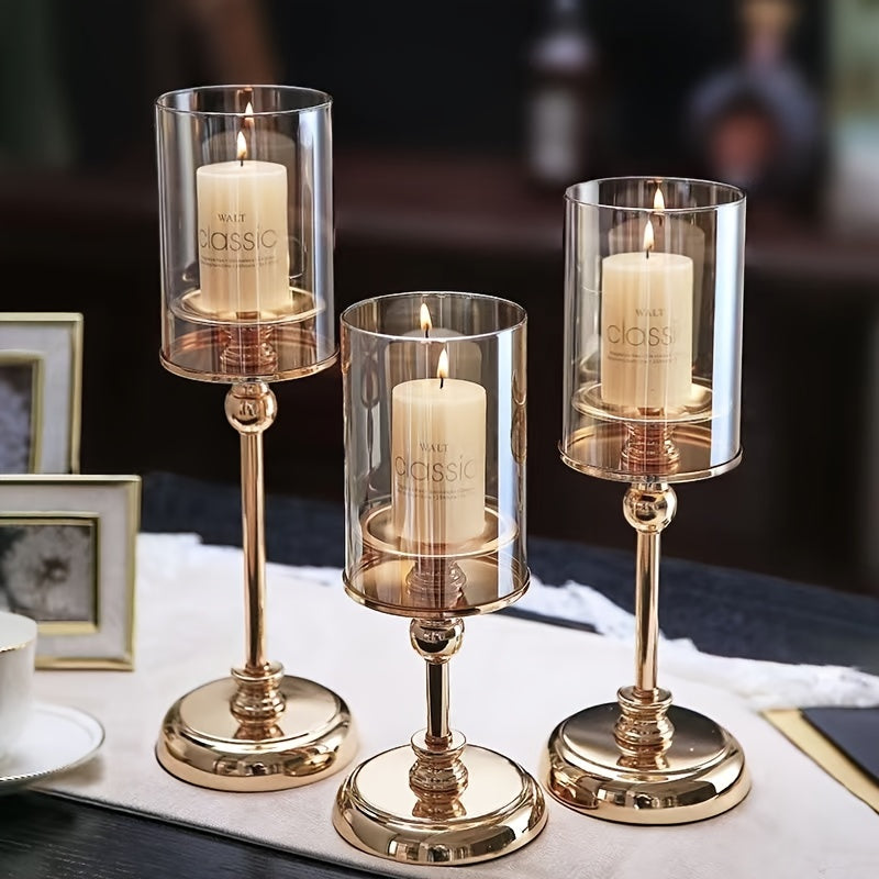 Set di candelieri in metallo a 3 pezzi – Stile retro di lusso, perfetto per matrimoni e decorazioni da tavola