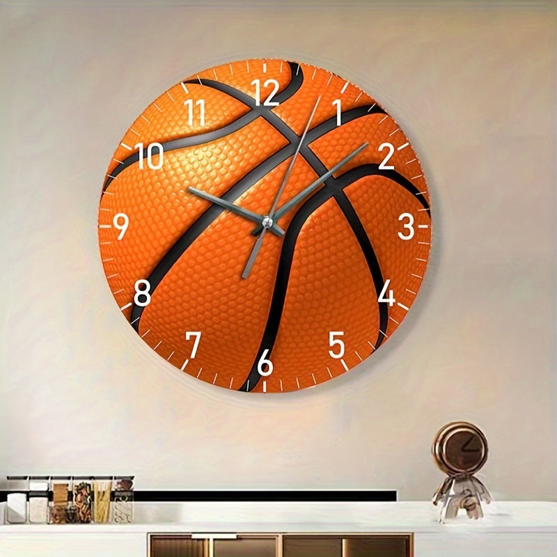 HoopsTime - Stille Basketbal Wandklok, Batterijgevoed