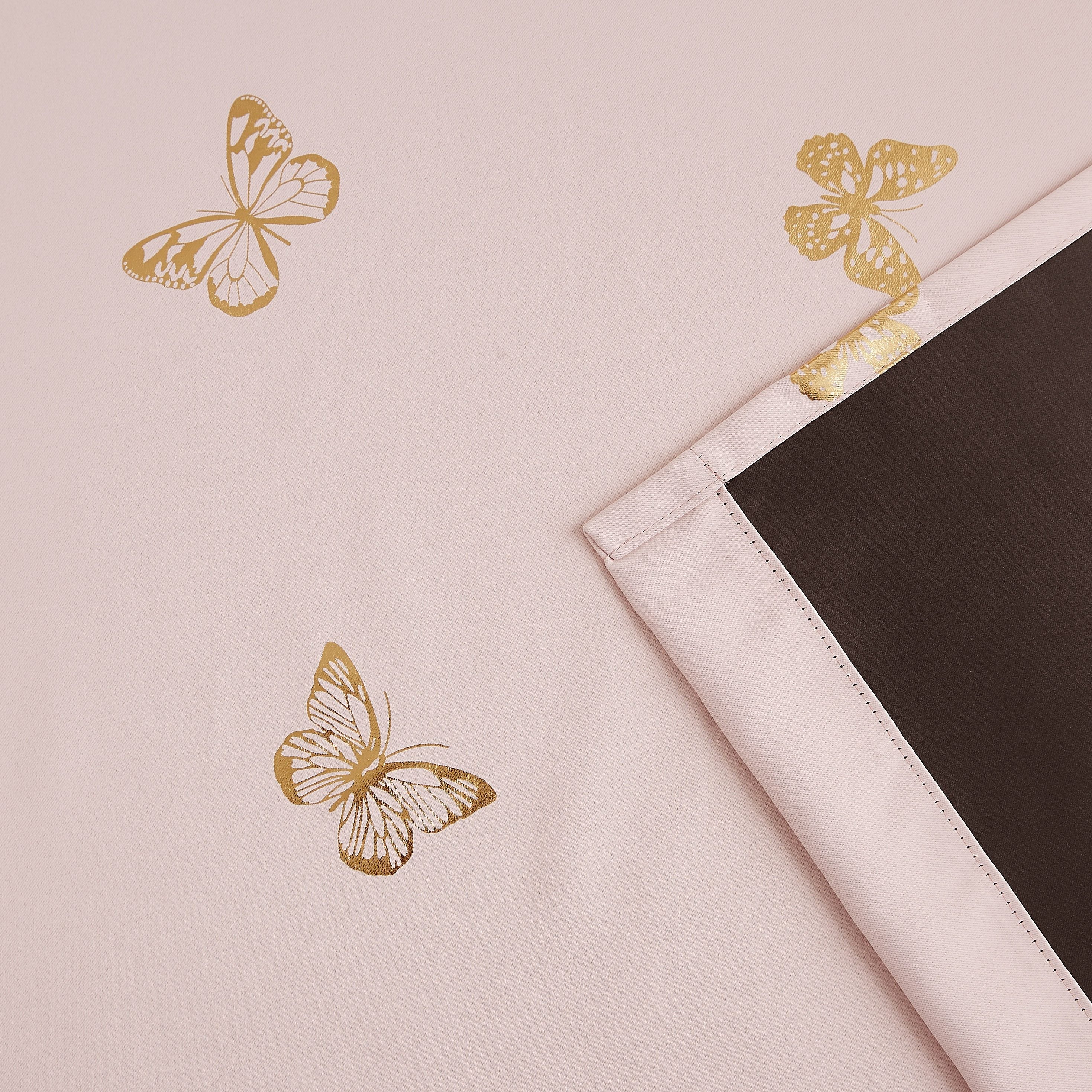 Bronzing Butterfly Blackout Curtains - 2 Pieces Heat and Sound Insulation for Living Room and Bedroom