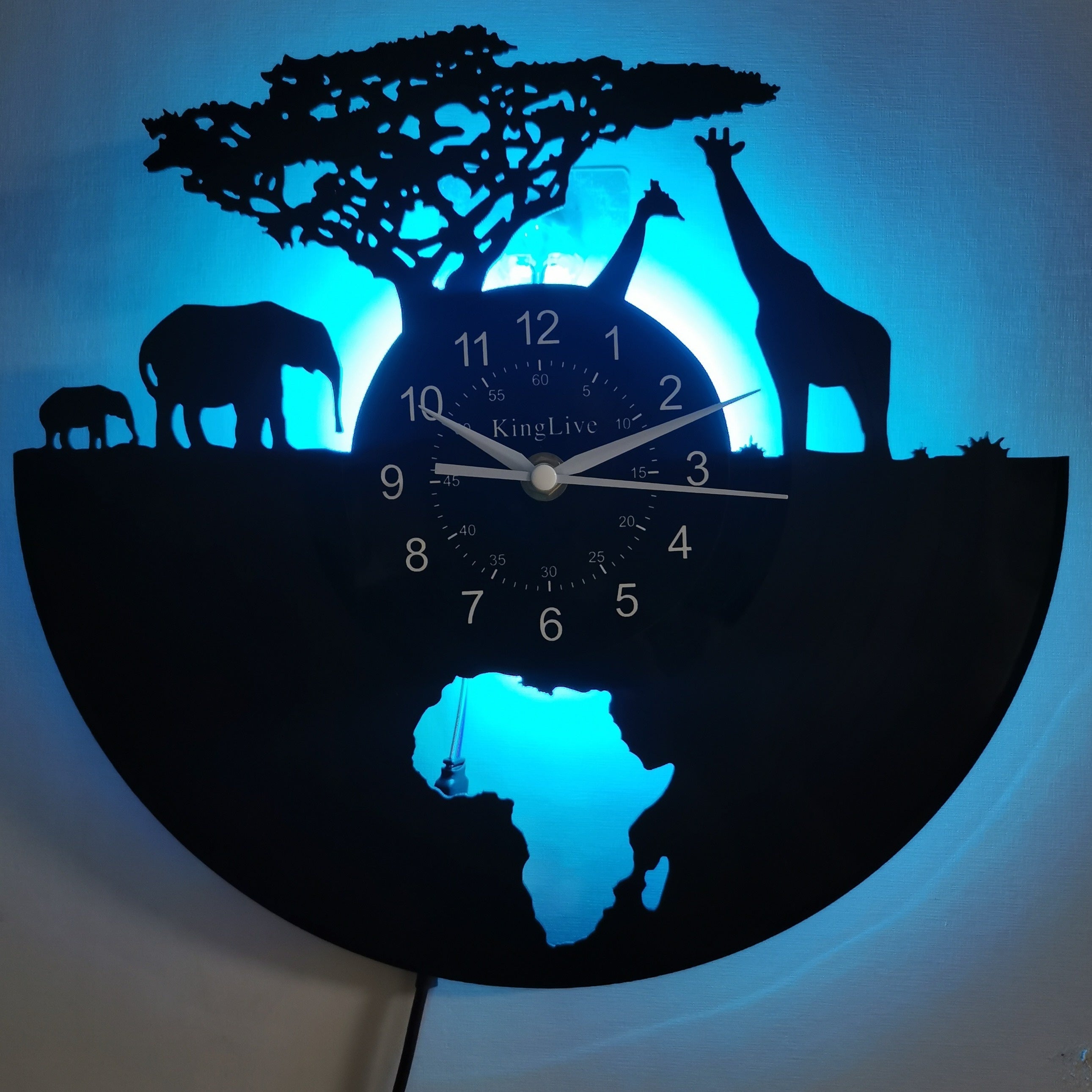 Vinyl Record Wandklok - Giraffe Thema, Stille Klok, Voor Woonkamer, Slaapkamer, Keuken of Kantoor