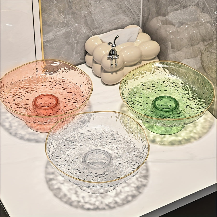 ClearServe Fruit Bowl - Transparent PET Bowl with Drain for Snacks