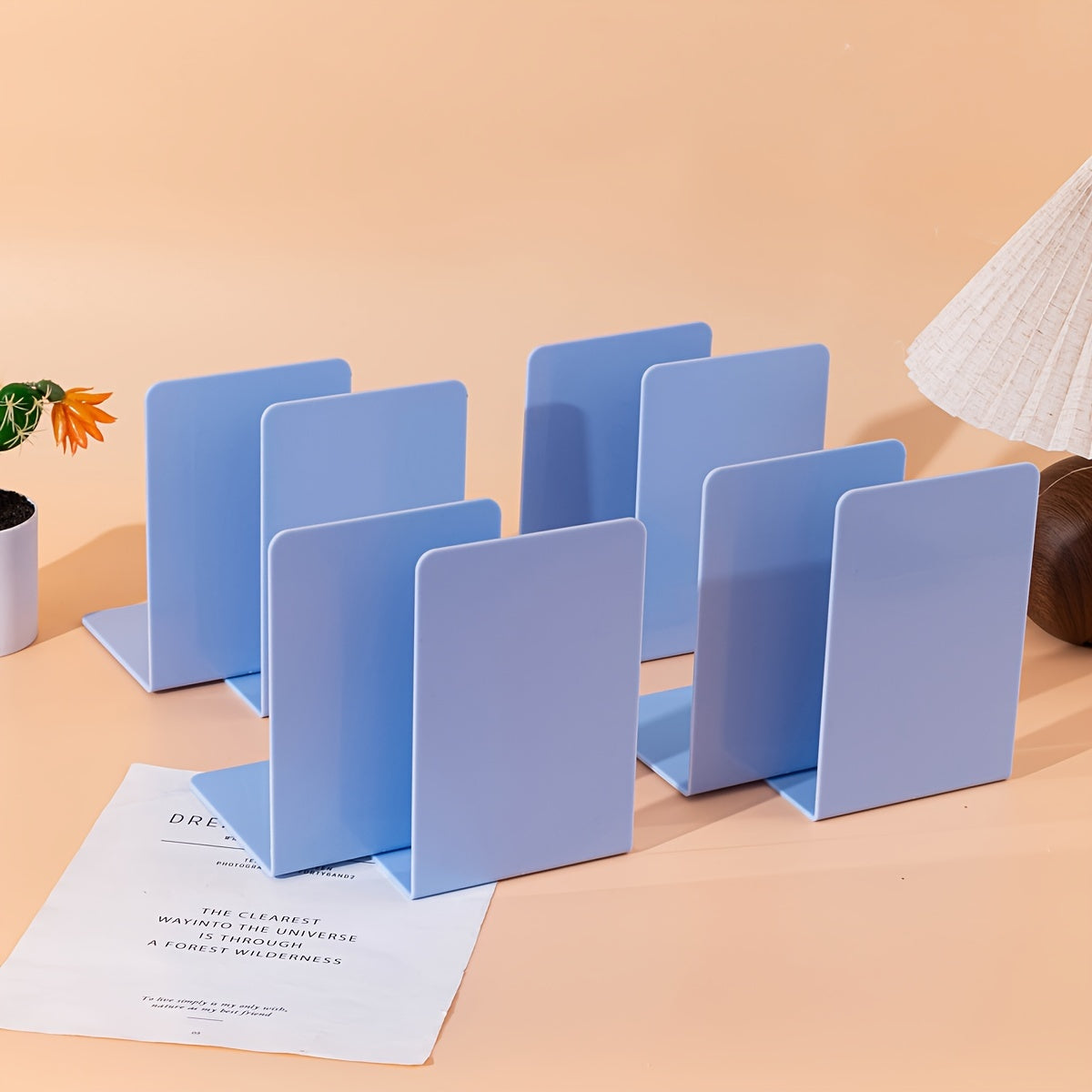 Conjunto de 8 Suportes de Livros em Forma de L - Material PP Durável, Organizador para Secretária e Estudantes