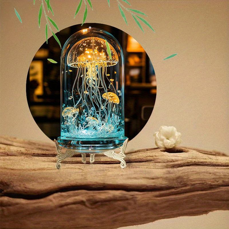 CrystalJelly - Lâmpada Artística de Água-viva em Vidro com Desenho Circular