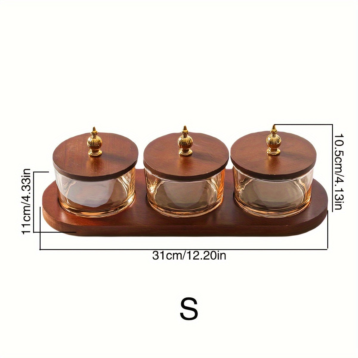 GlassSet - Luxury Glass Snack Bowls with Acacia Wood Tray