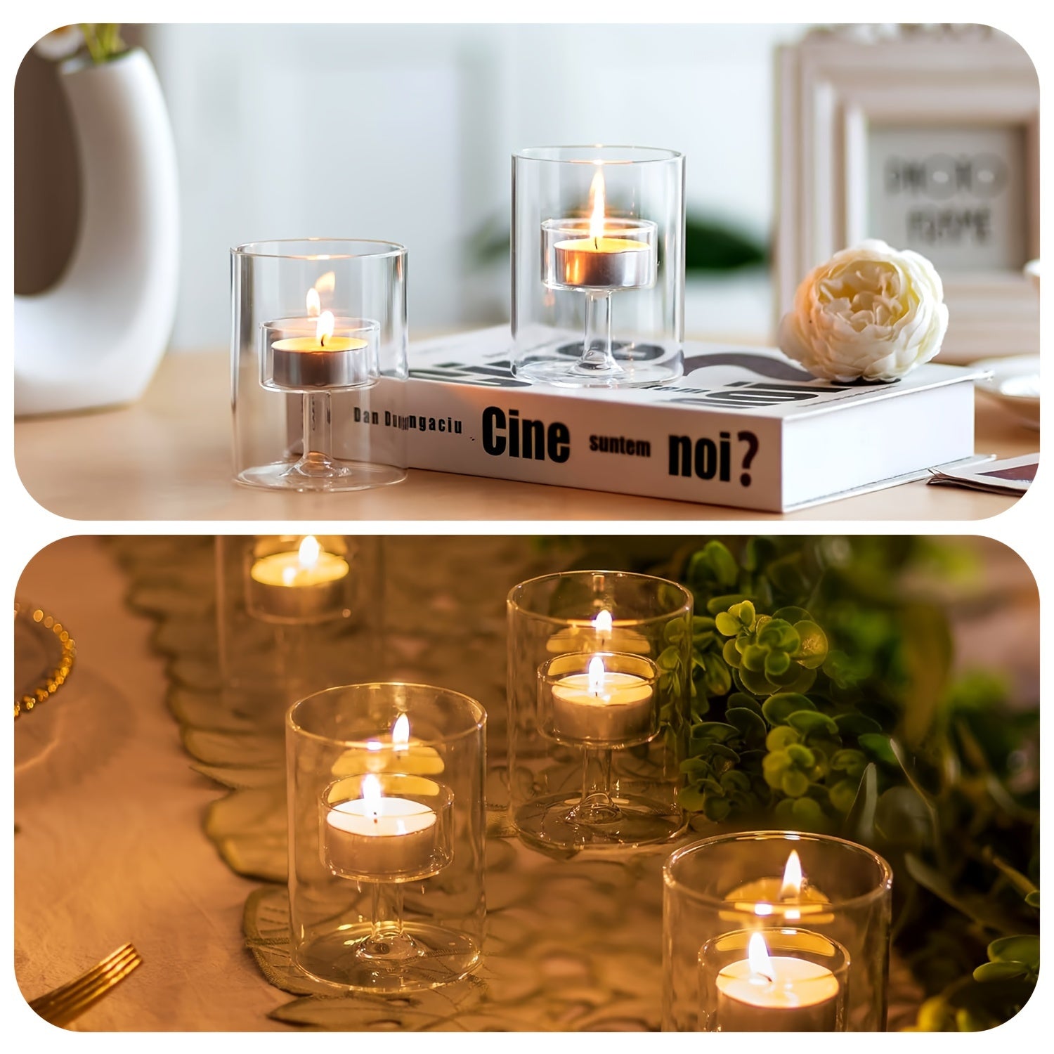 Set di candelieri cilindrici in vetro a 3 pezzi – Candelieri hurricane trasparenti per decorazione da tavolo, matrimoni e decorazione per la casa