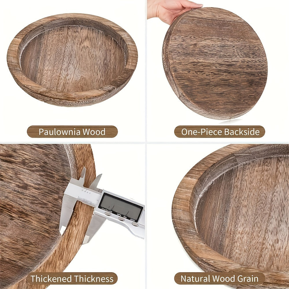 RusticBowl - Taça Redonda de Madeira | Suporte Rústico para Velas e Decoração de Natal