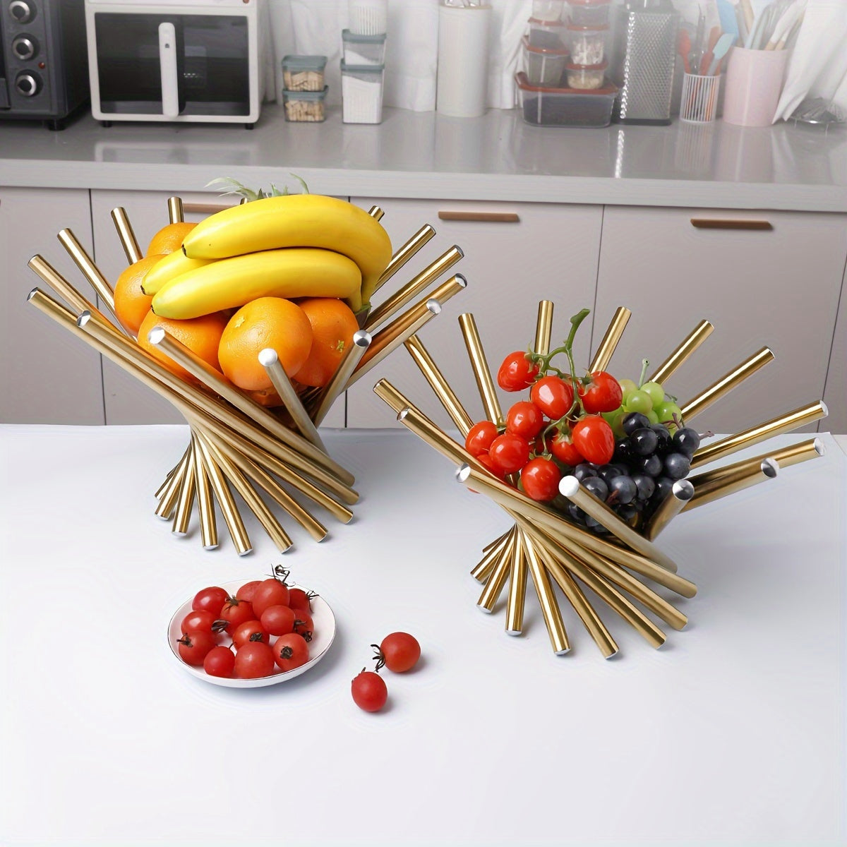 GoldServe - Fruteira de Luxo em Aço Inoxidável Decorativa e de Armazenamento