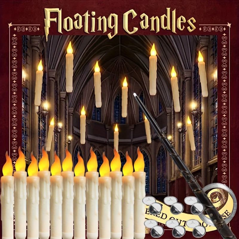 12 unidades de Velas LED Flutuantes sem Chama com Comando à Distância - Perfeitas para Decoração de Natal e Halloween