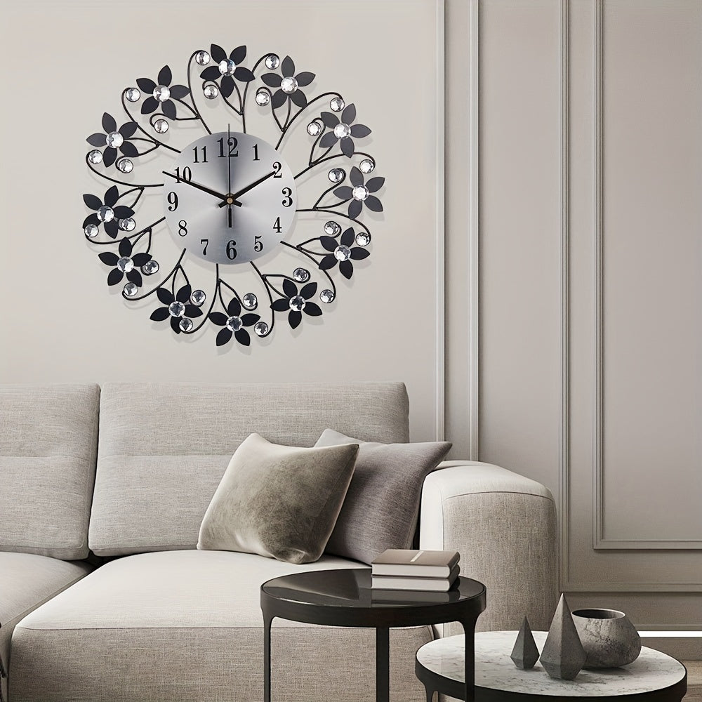 Silent Metal Wall Clock - Round Decorative Clock for Living Room