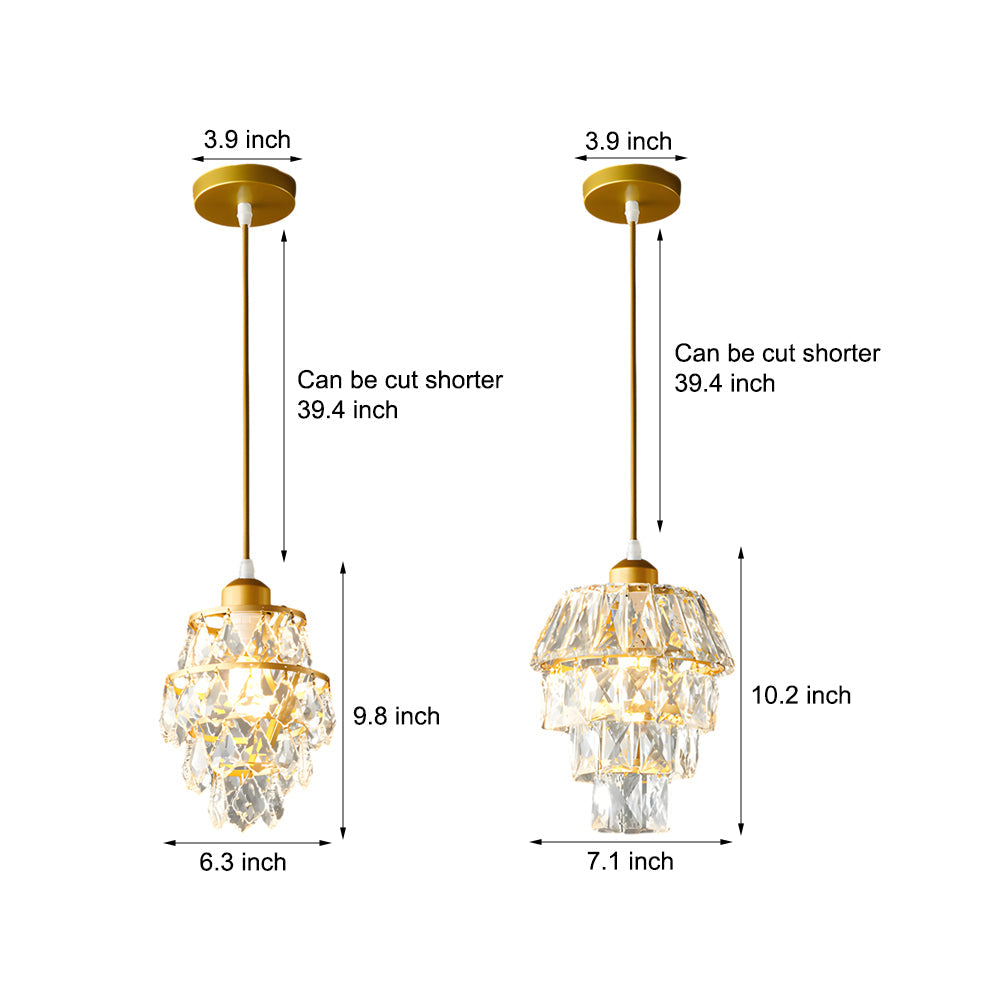 Lampada a sospensione in cristallo oro/nero - Mini lampadario a 1 luce