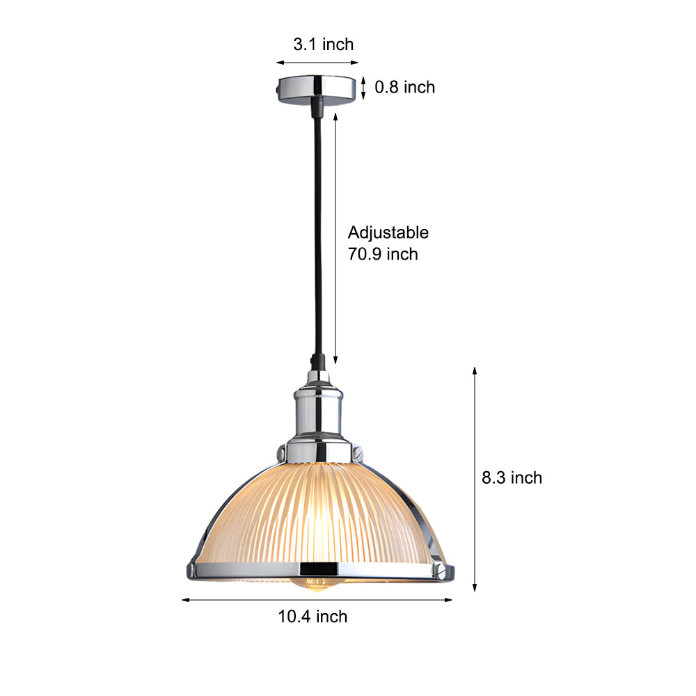 Lampada a sospensione retro 1-Licht con paralume in vetro a strisce