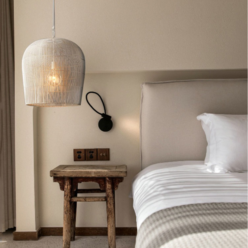 Lampada a sospensione in rattan classica e semplice