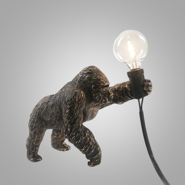 GorillaLux - Unique Gorilla Table Lamp | Modern Animal Lamp with Warm LED Lighting