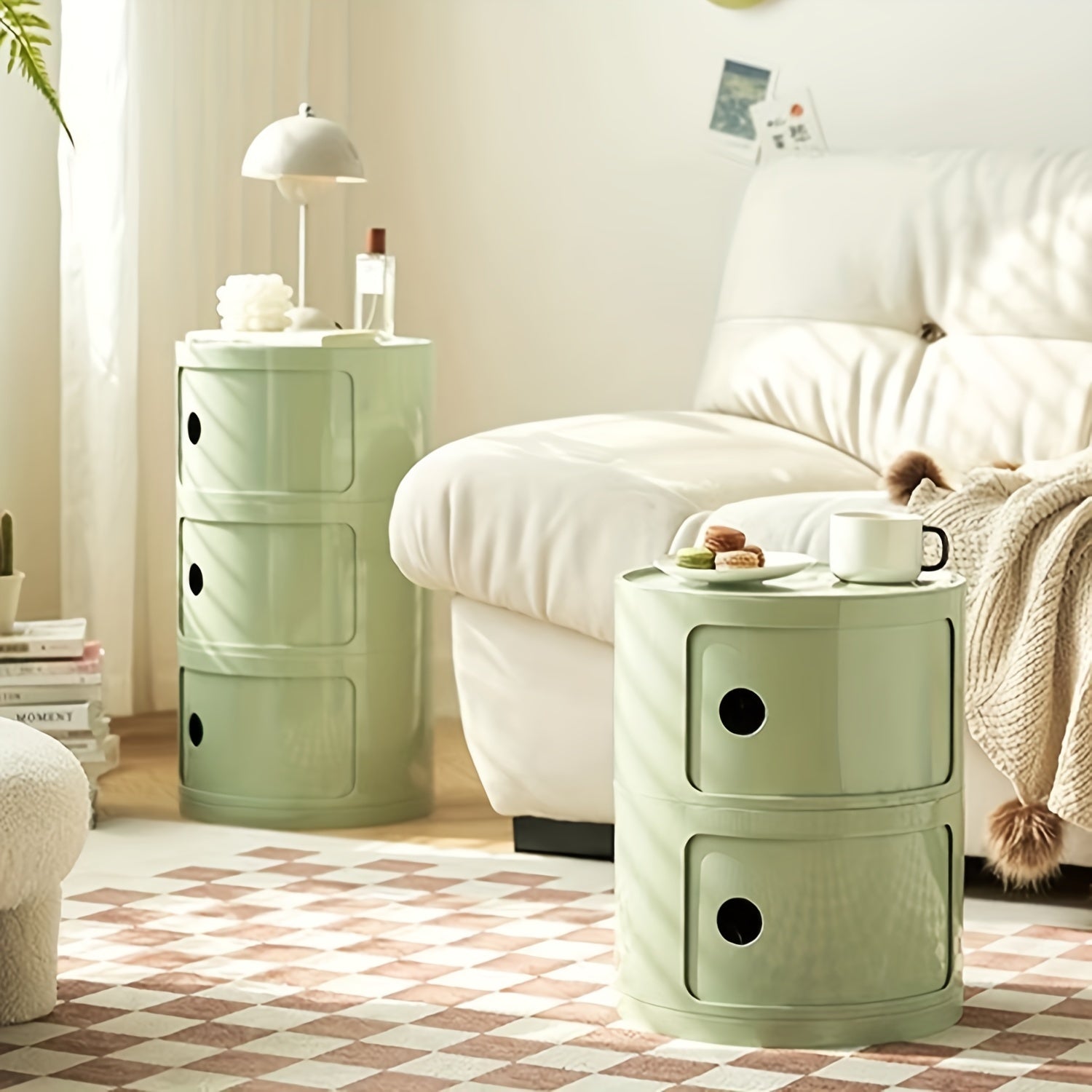 Mesa de Cabeceira Redonda – Móvel de Arrumação Branco