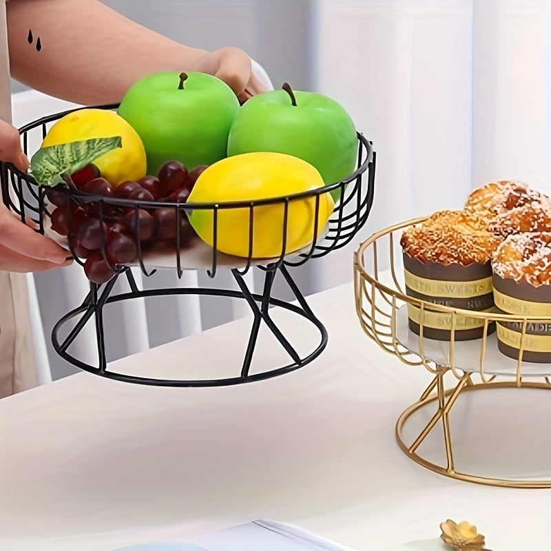 MarbleServe-Fruitkom - Travessa Metálica Geométrica com Base em Mármore