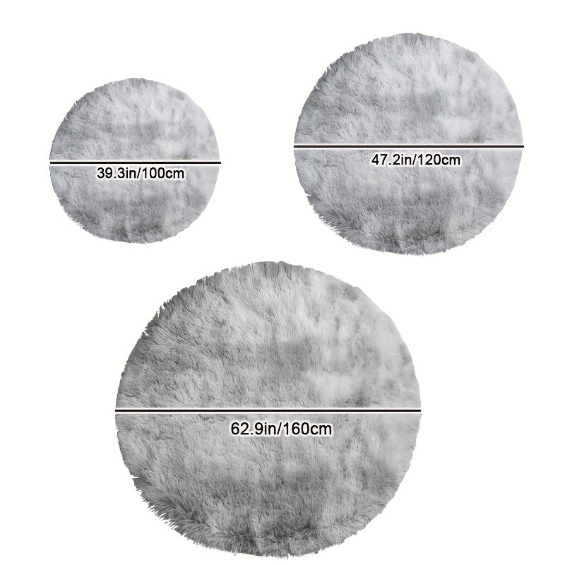 Round Rainbow Fluffy Rug – Tie Dye Colorful, Soft Play Mat for Children, Bedroom or Living Room Decor