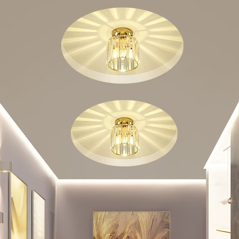 CrystalLuxe - Lampada da soffitto moderna E27 LED, nero oro con vetro di cristallo