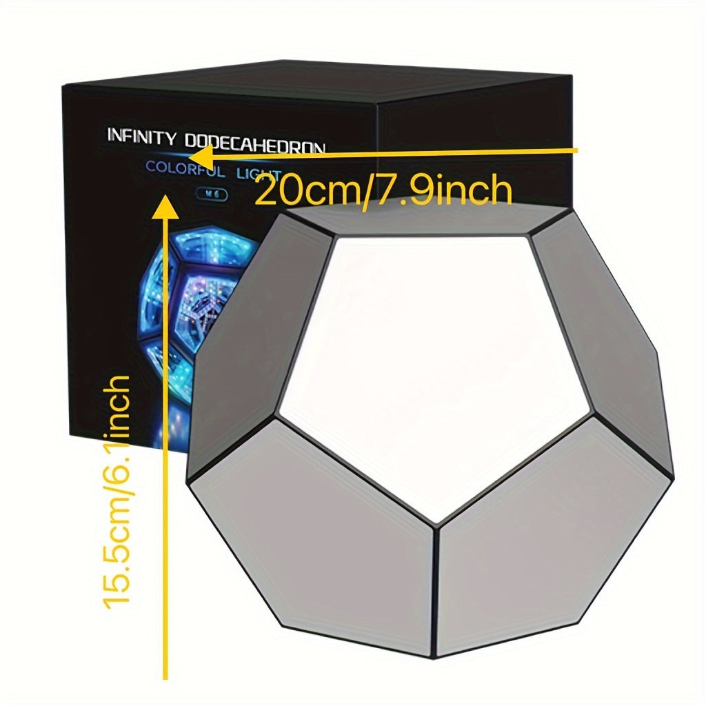 InfinityGlow - Magical Colorful Dodecahedron Lamp with 3D Infinite Mirror and RGB Lighting