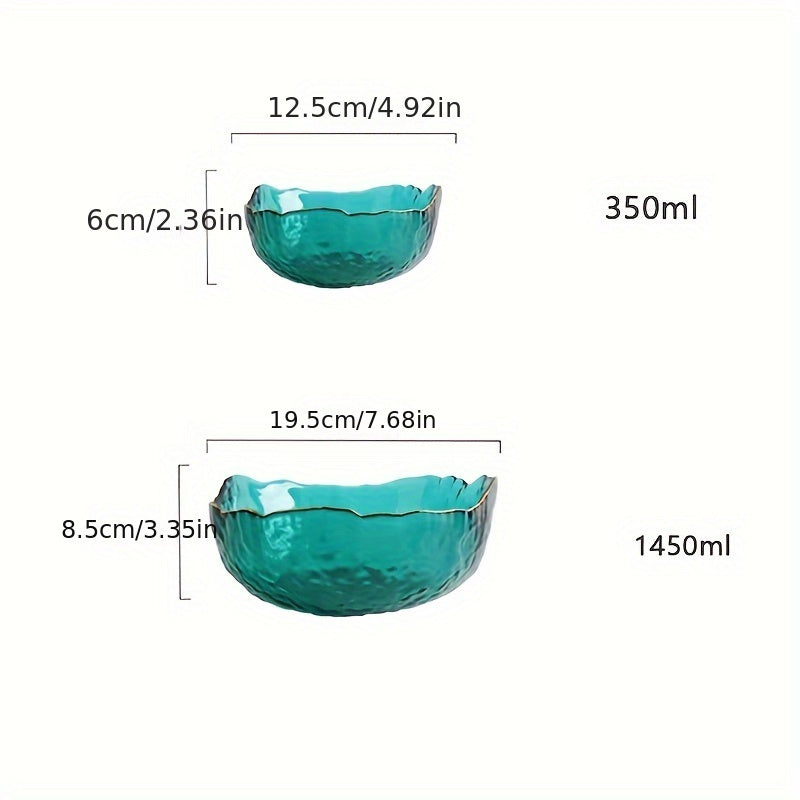 GlasLuxe - Gold-Rimmed Glass Bowl Salad Bowl Set