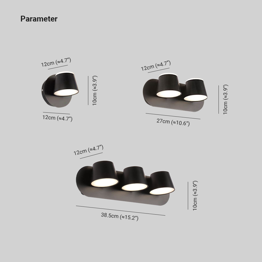 Candeeiro de Parede Cooley Moderne LED Preto Casa de Banho/Quarto Metal Acrílico 1/2/3-Luzes