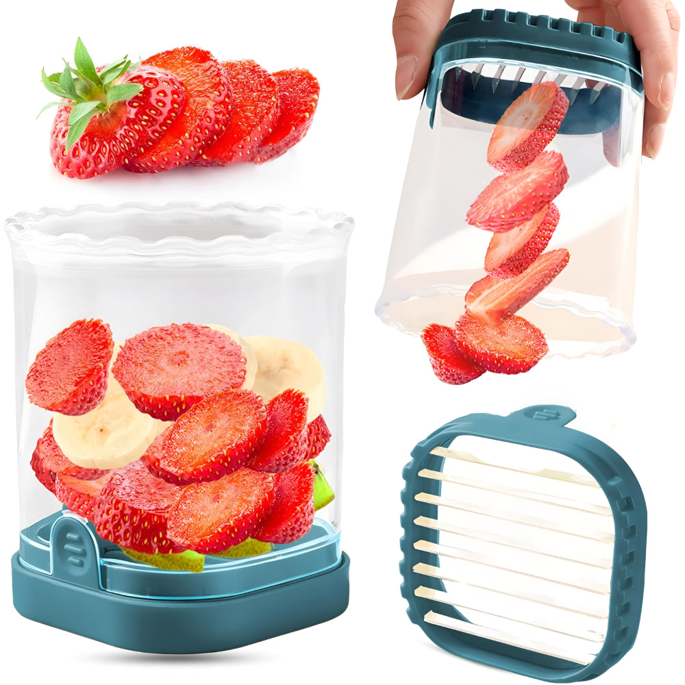 Tagliatore di Fragole Tagliatore di Frutta Bicchiere Coltelli in Acciaio Inox Gadget da Cucina