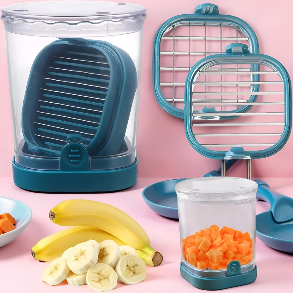 Cortador de Fresas Cortador de Frutas Vaso Cuchillas de Acero Inoxidable Gadget de Cocina