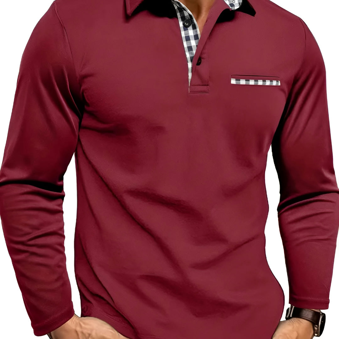 Abbigliamento Uomo Polo Maniche Lunghe Slim Fit Stile Casual
