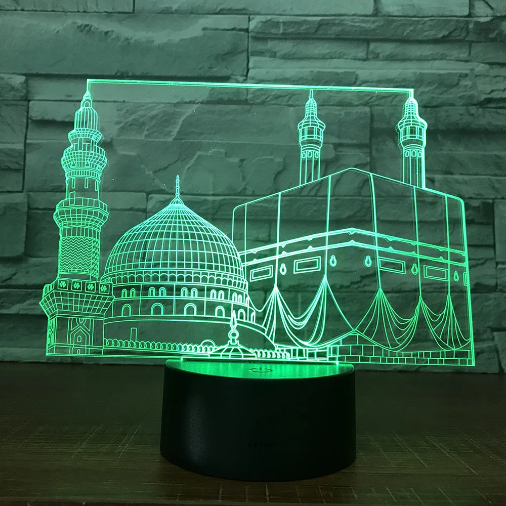 SpiritGlow - LED Table Lamp in Mosque Design, 3D Lighting for Spiritual Atmosphere