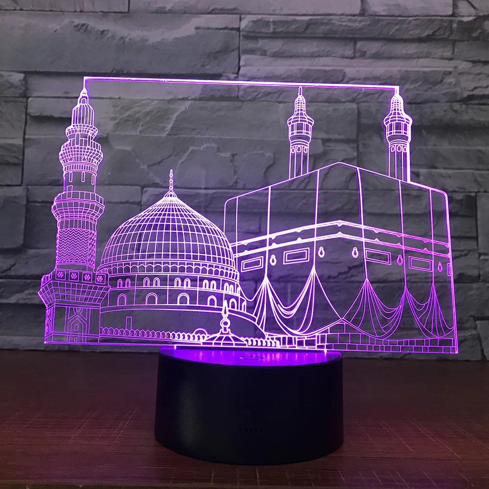 SpiritGlow - Candeeiro de Mesa LED em Design de Mesquita, Iluminação 3D para Ambiente Espiritual