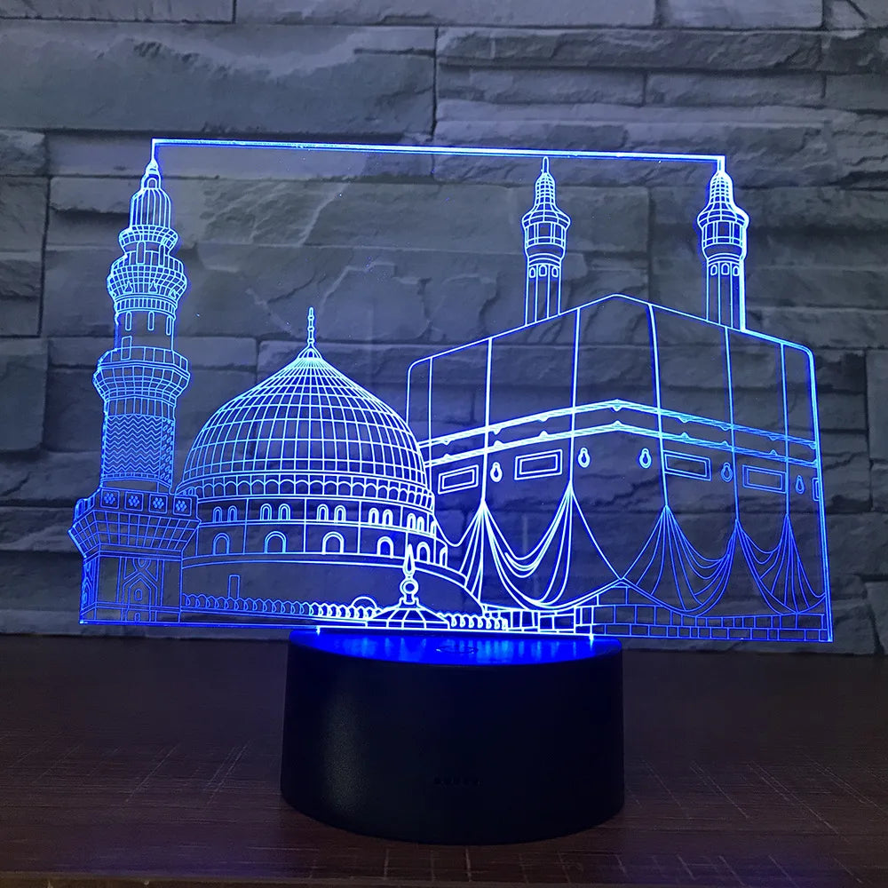 SpiritGlow - LED Table Lamp in Mosque Design, 3D Lighting for Spiritual Atmosphere
