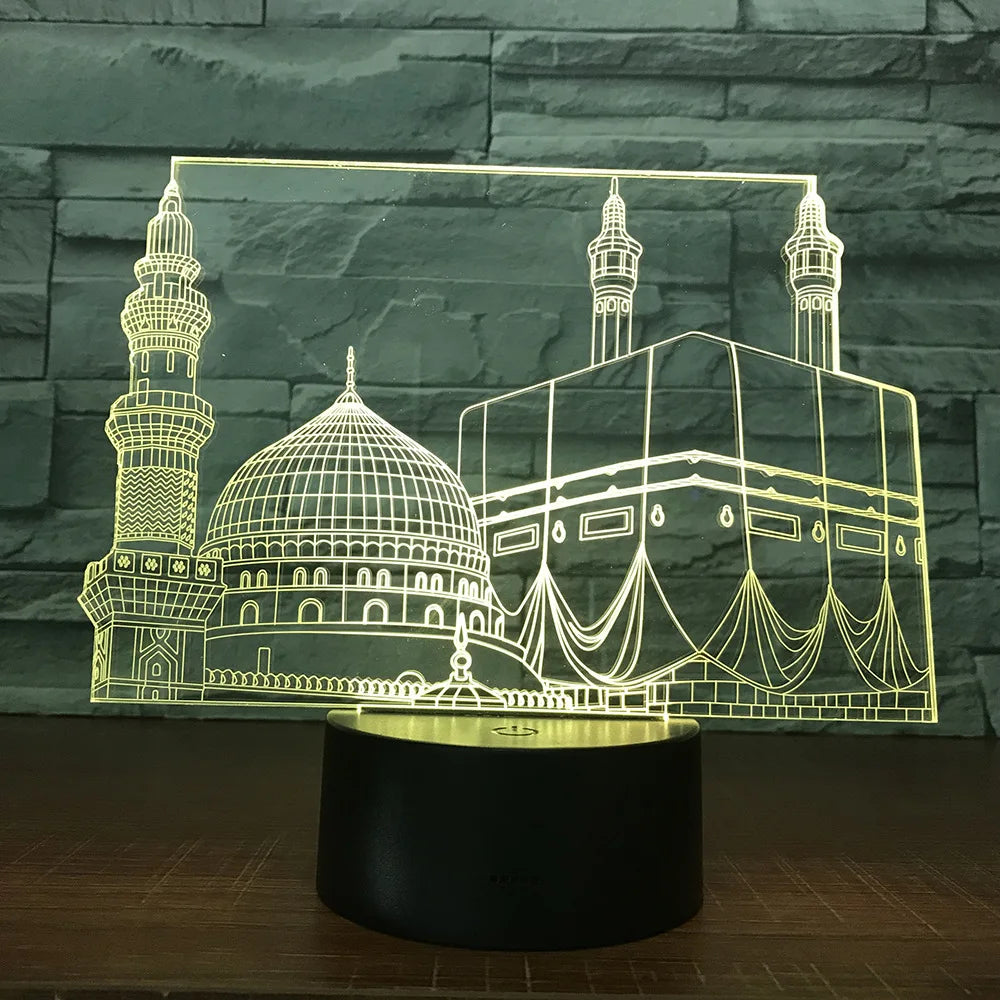 SpiritGlow - LED Table Lamp in Mosque Design, 3D Lighting for Spiritual Atmosphere