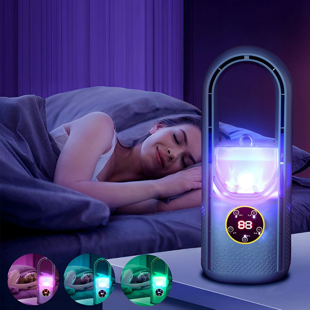 Ventoinha de Ar Condicionado Silenciosa Portátil para Refrigeração de Quarto e Secretária USB