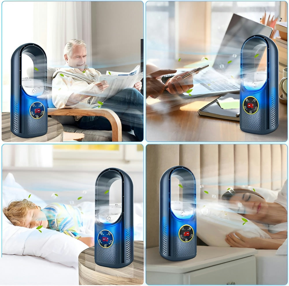 Ventoinha de Ar Condicionado Silenciosa Portátil para Refrigeração de Quarto e Secretária USB