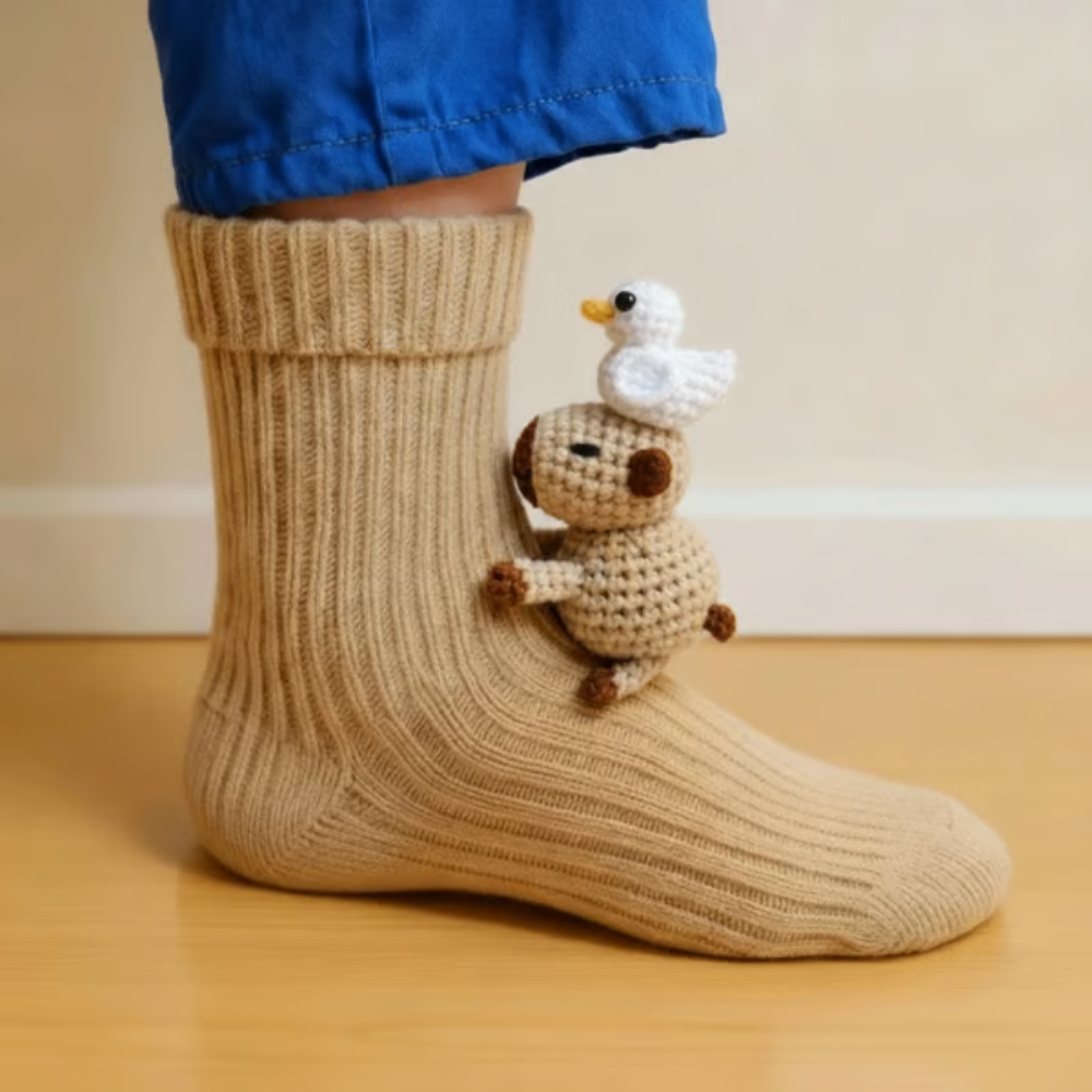 Animal Plush Slipper Socks Non-Slip Indoor Comfort Warmth 7
