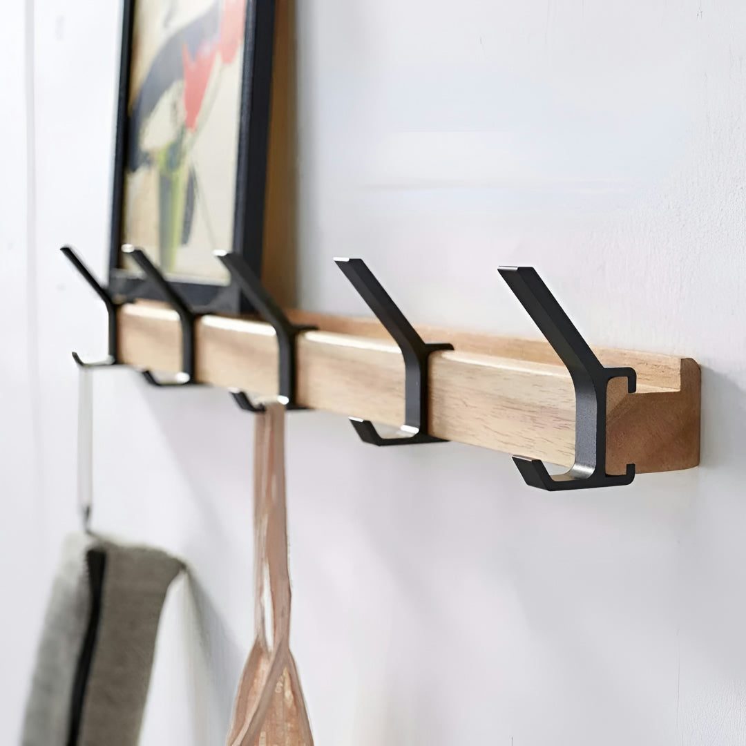 Appendiabiti da parete con ganci scorrevoli in legno per porta e ingresso