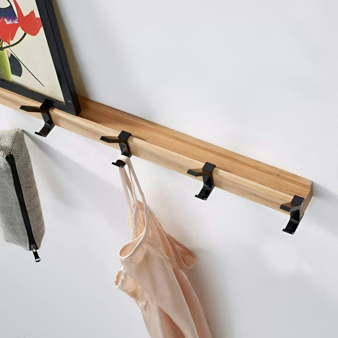 Appendiabiti da parete con ganci scorrevoli in legno per porta e ingresso