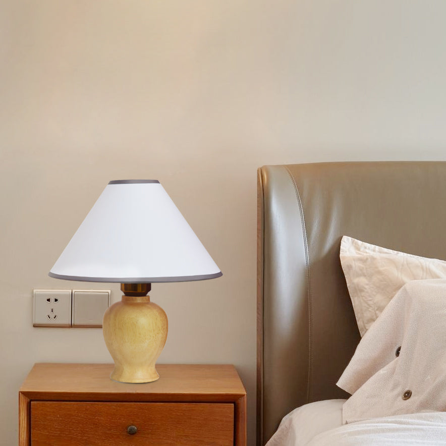 LumiWood - Table Lamp with Wooden Base and Fabric Lampshade