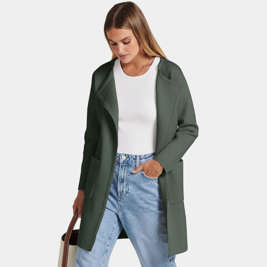 Cardigan lavorato a maglia con apertura frontale, tasche, giacca casual lavorata a maglia