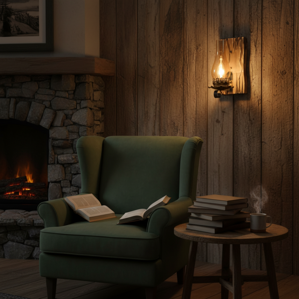 Wandlamp Industrieel Vintage Hout Metaal Binnen