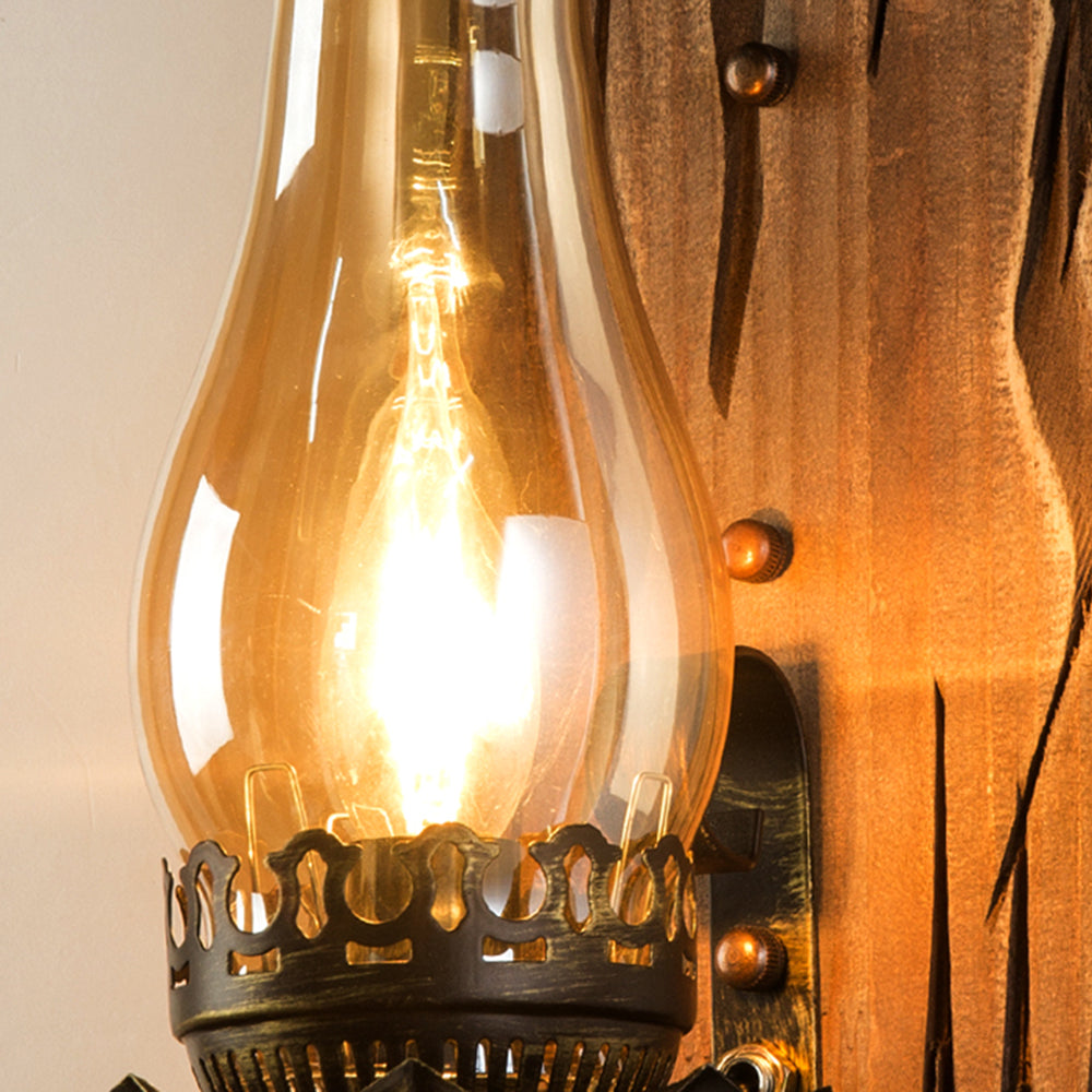 Wandlamp Industrieel Vintage Hout Metaal Binnen