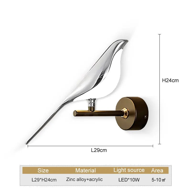 WingSpan - Candeeiro de Parede Vogel giratório 360° – Iluminação Elegante e Divertida para Casa