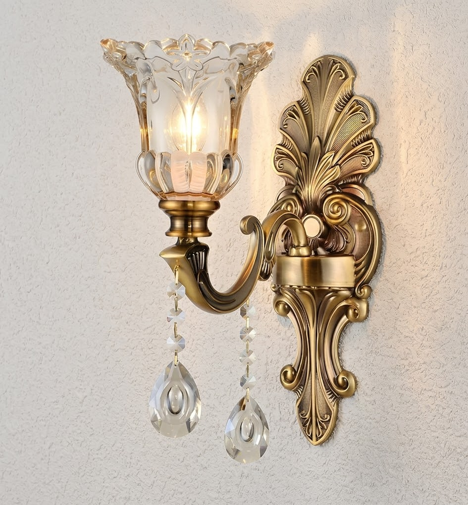 Wandlamp Vintage Goud Glas LED Dubbele Klassieke Binnenlamp